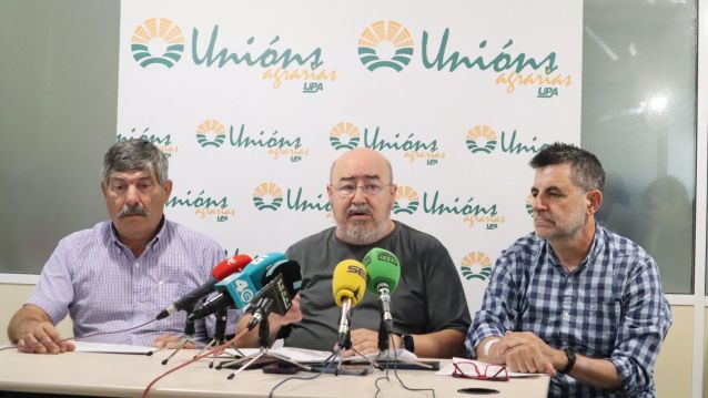 Manuel Dopazo, Roberto García e Ramón Vidal na rolda de prensa de Unións Agrarias