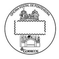 Matasellos postal dedicado a Pontevedra con la fachada de la Iglesia de la Peregrina