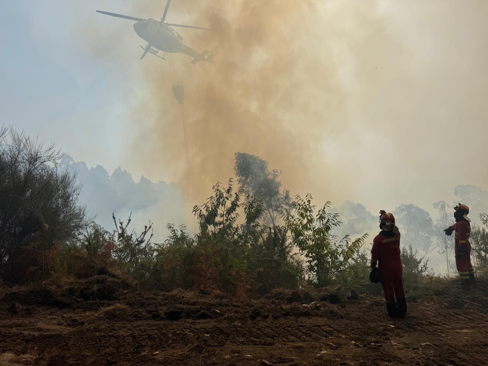 Militares de la UME trabajan en el incendio forestal de Santa Cristina de Cobres