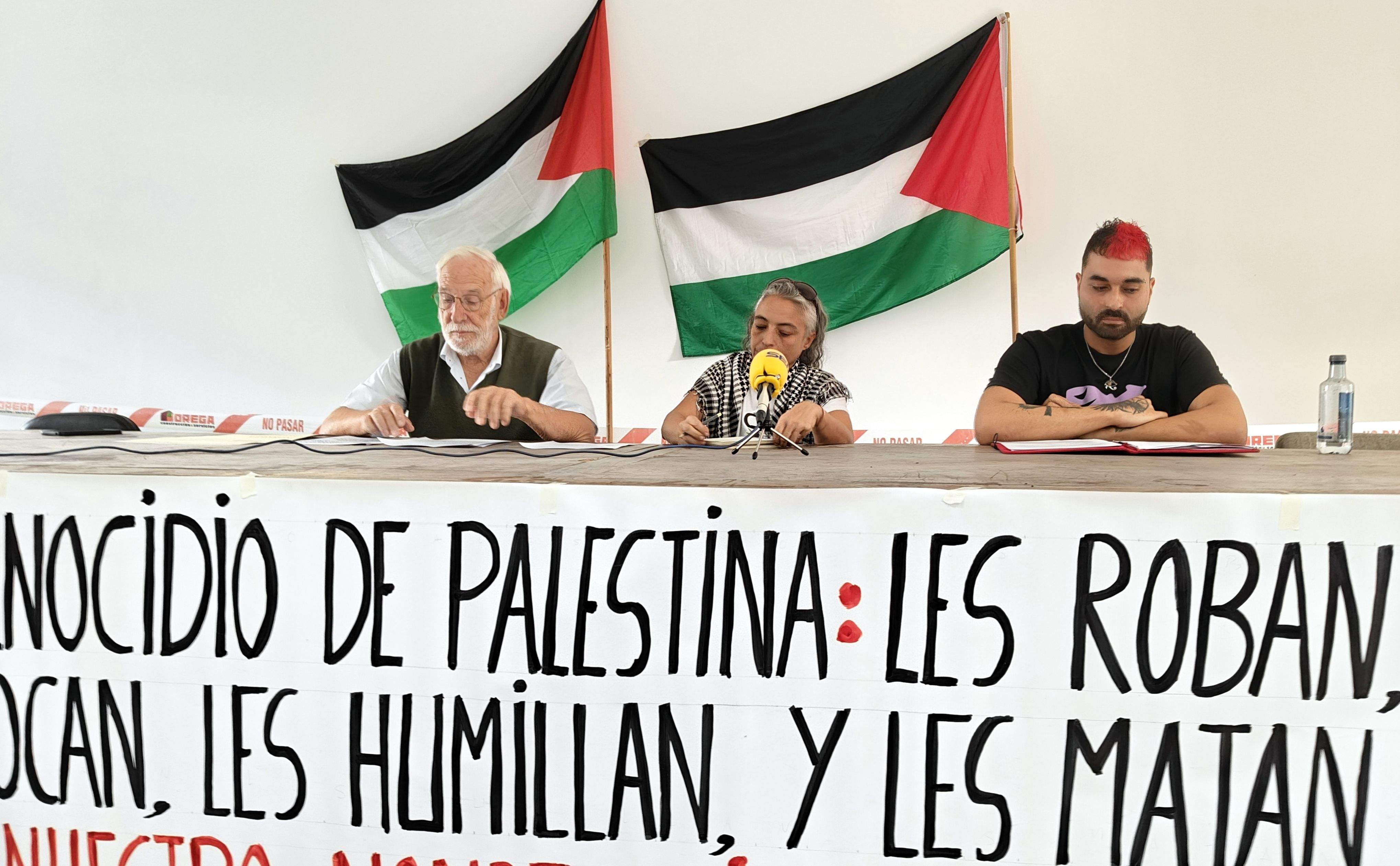 Miguel Cuña, Laura García e Omar Vázquez anuncian a manifestación por Palestina