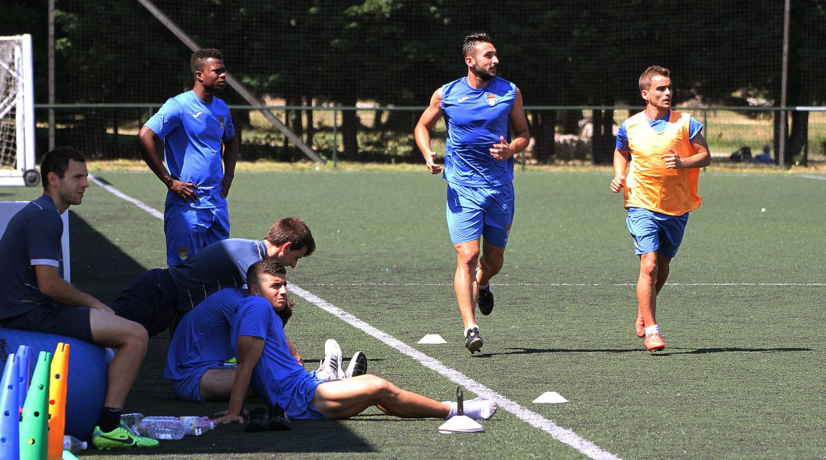 Adrián, Carnero e Benja durante un adestramento na Xunqueira Adrián, Carnero e Benja durante un adestramento na Xunqueira