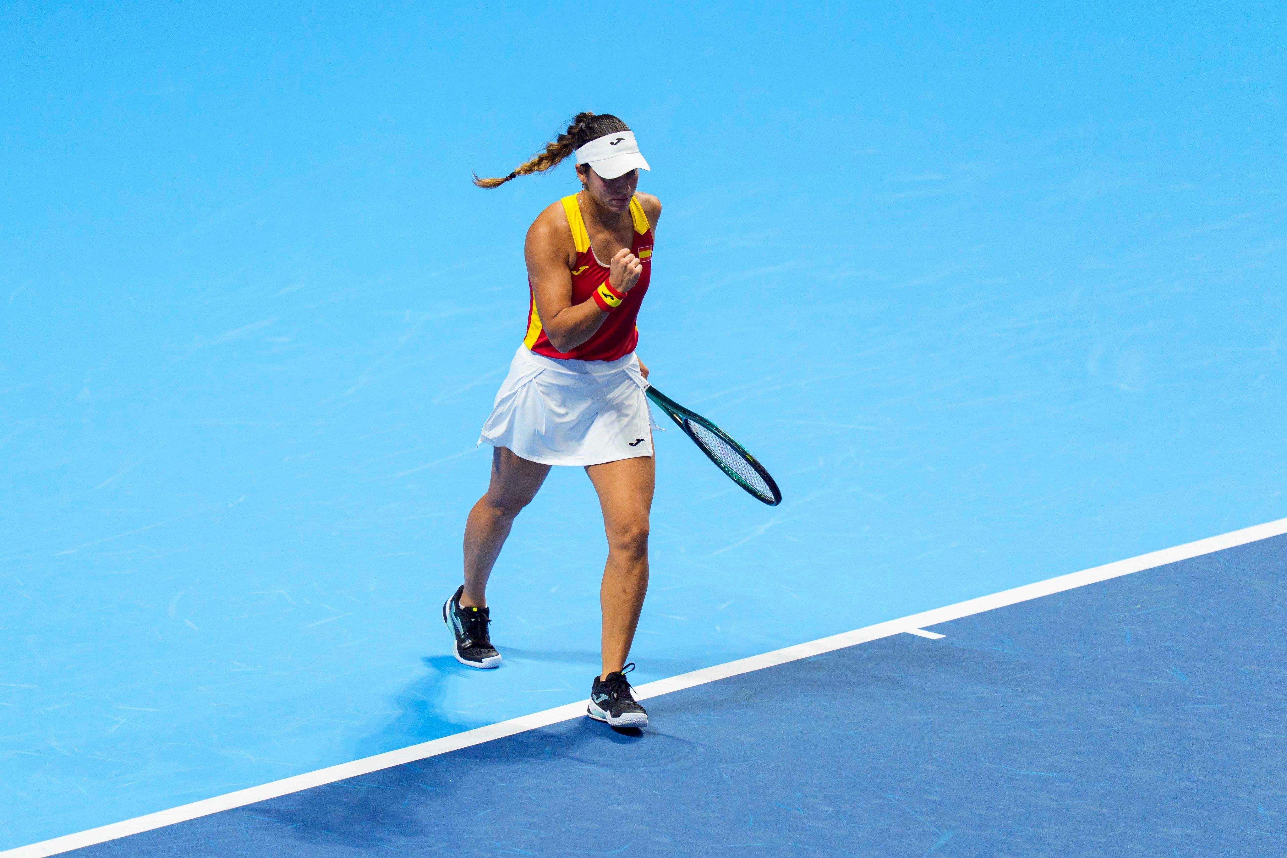 Jéssica Bouzas na fase final da Billie Jean King Cup en China