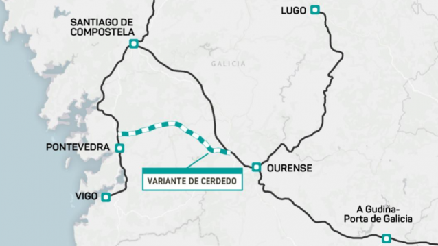Trazado de la futura variante del AVE por Cerdedo Trazado de la futura variante del AVE por Cerdedo