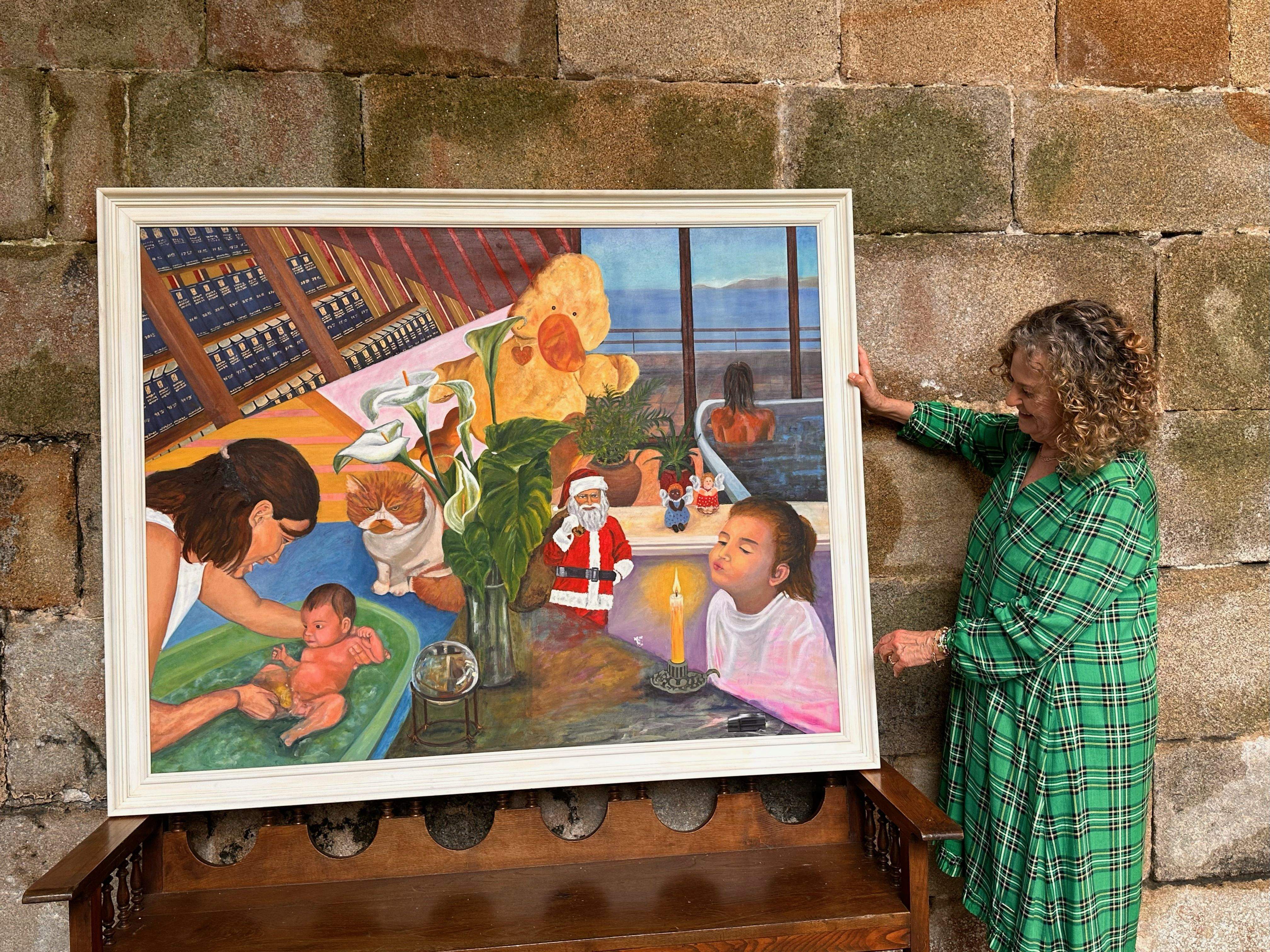 Berta Lima amosa unha das súas obras pictóricas