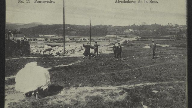 Tarxeta postal con fotografía das Marismas da Seca aprox. en 1910 (hoxe Centro Galego de Tecnificación Deportiva)