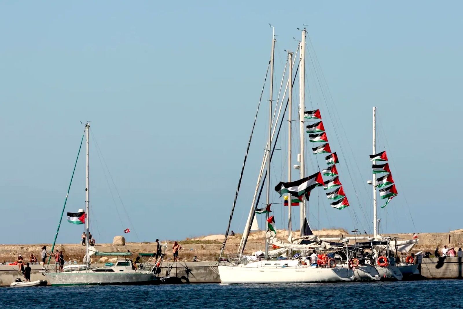 Barcos da flotilla a Gaza nunha imaxe de arquivo