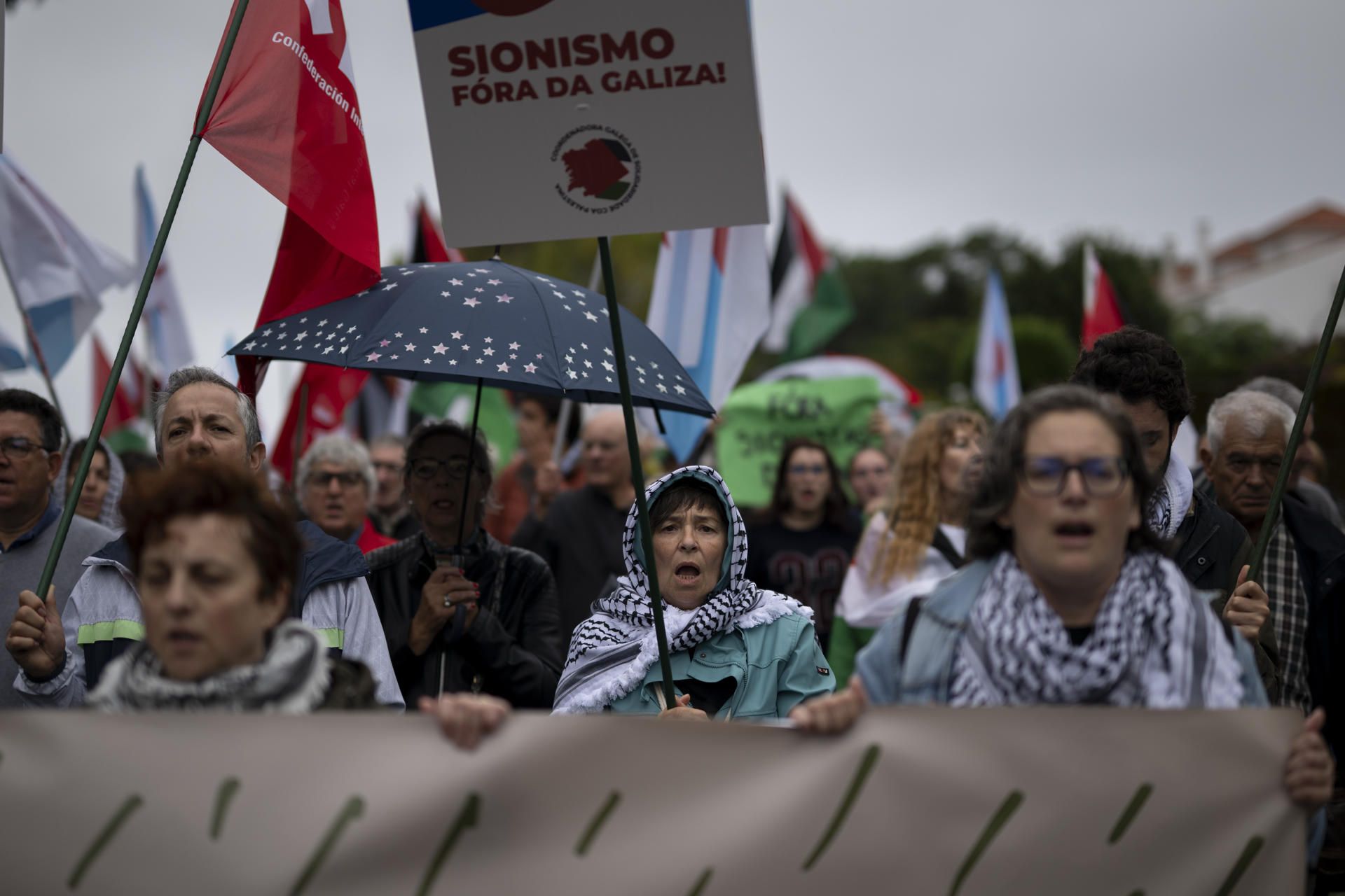 Protestas no Grove pola presenza do israelí Ehud Olmert no Foro La Toja Protestas no Grove pola presenza do israelí Ehud Olmert no Foro La Toja