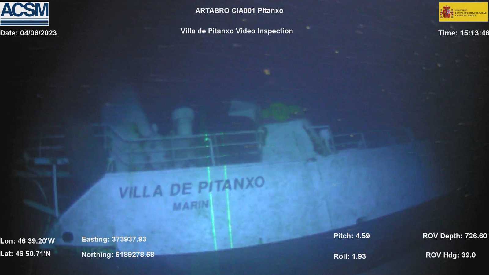 Imaxe do Villa de Pitanxo tras o seu afundimento