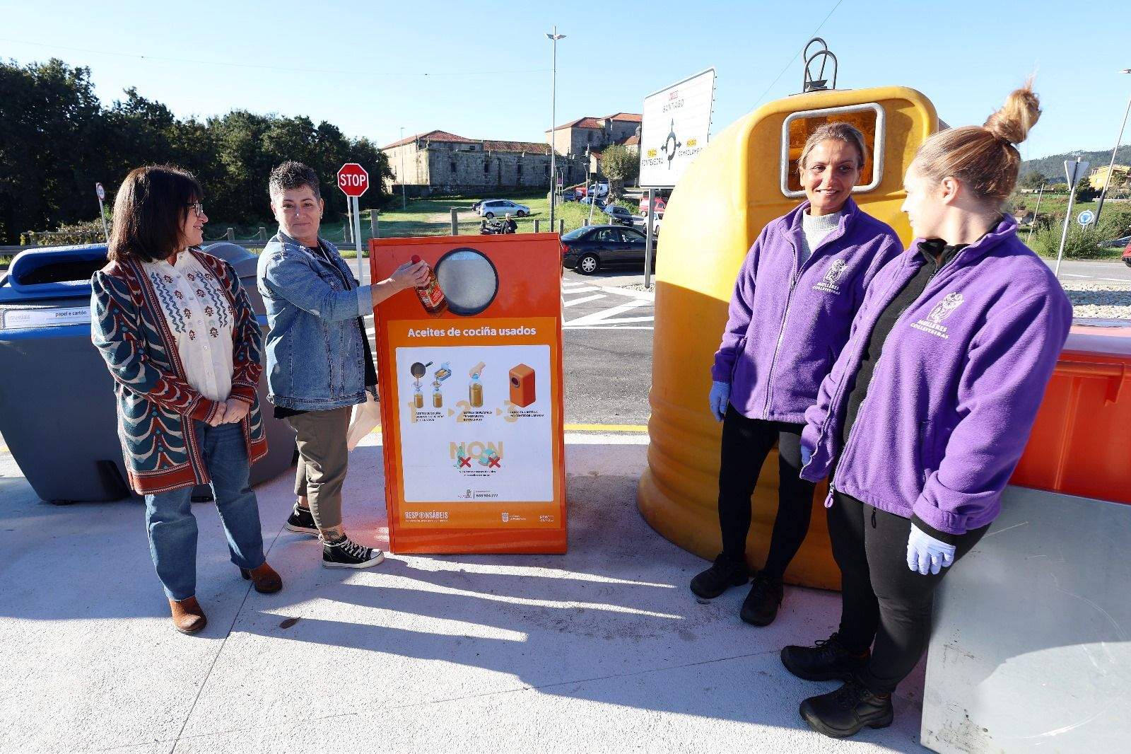 Colocación de contedores de aceite no rural
