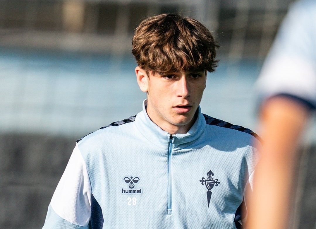 Mateo Sobral, en un entrenamiento con el Celta