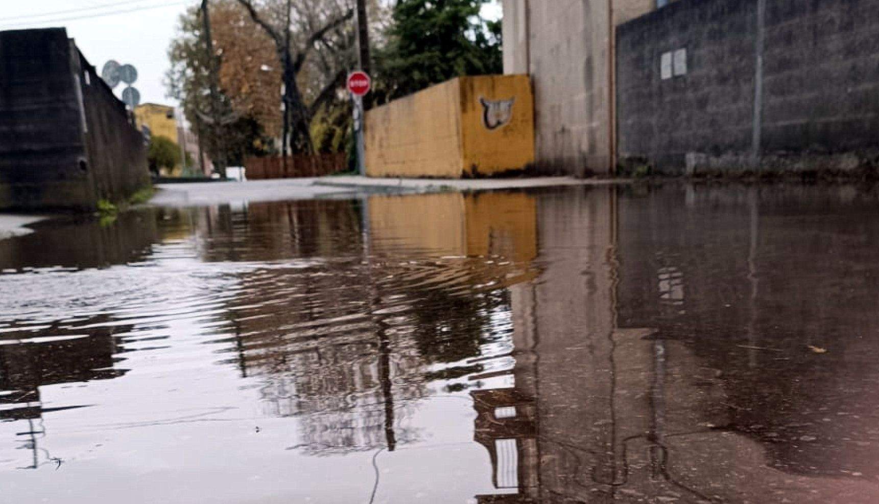 Inundación en la Rúa do Santo este domingo 16 de noviembre