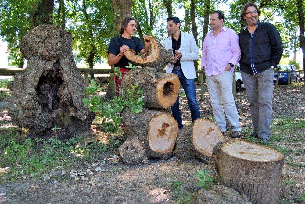 Muestra de poda de árboles en Ponte Caldelas con la presencia del alcalde Andrés Díaz