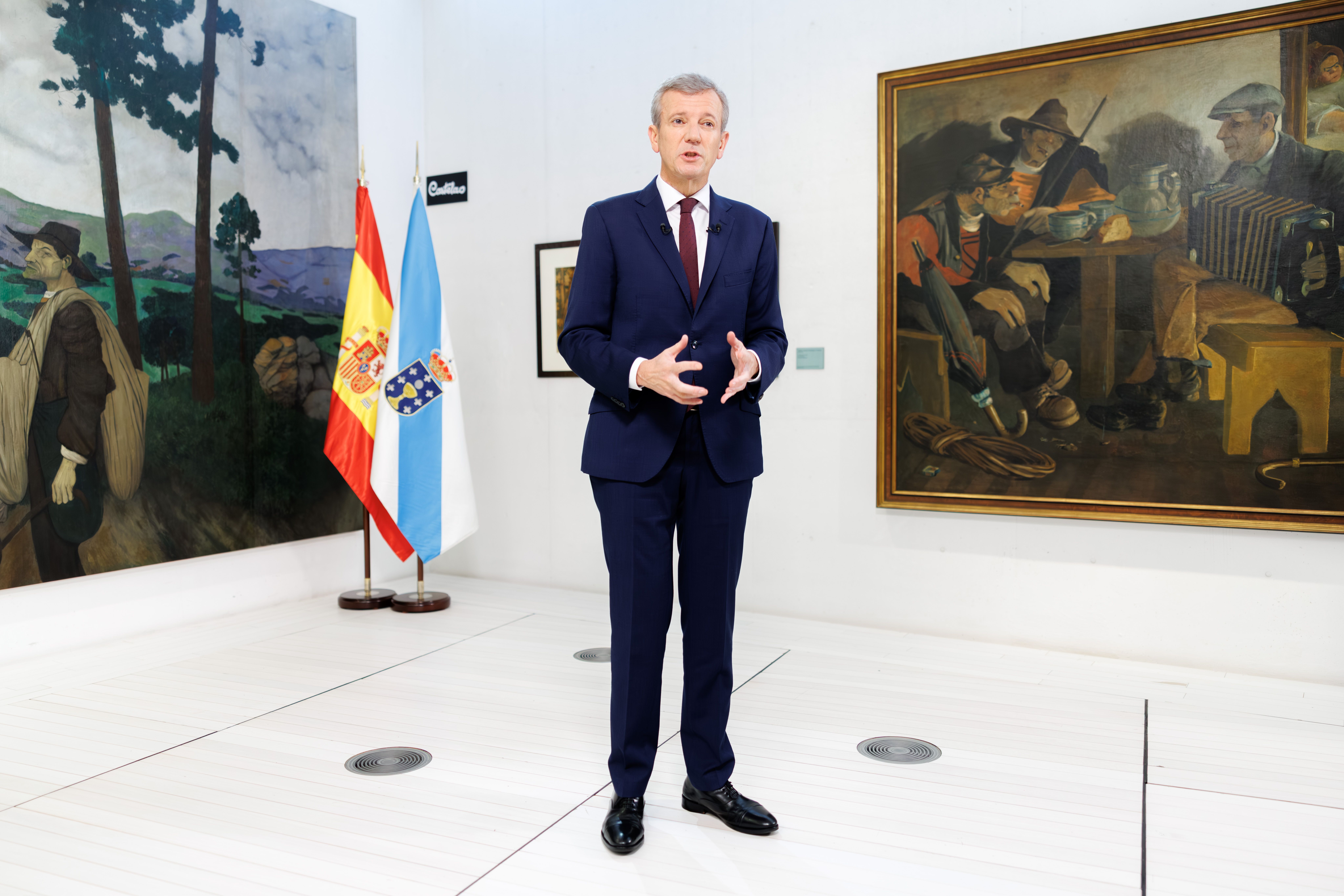 Alfonso Rueda durante a mensaxe de fin de ano 2025 no Museo de Pontevedra