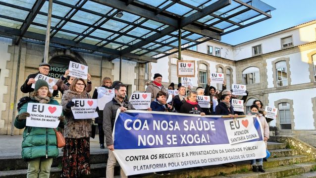 Protesta da Plataforma en defensa da sanidade en Marín e Seixo
