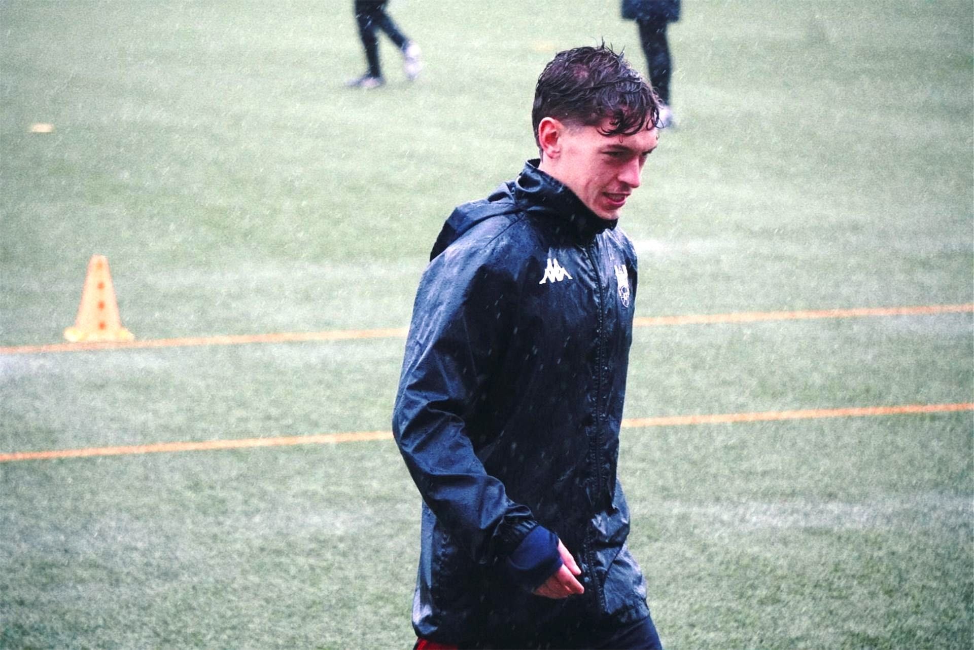 Diego Gómez no seu primeiro adestramento co Pontevedra