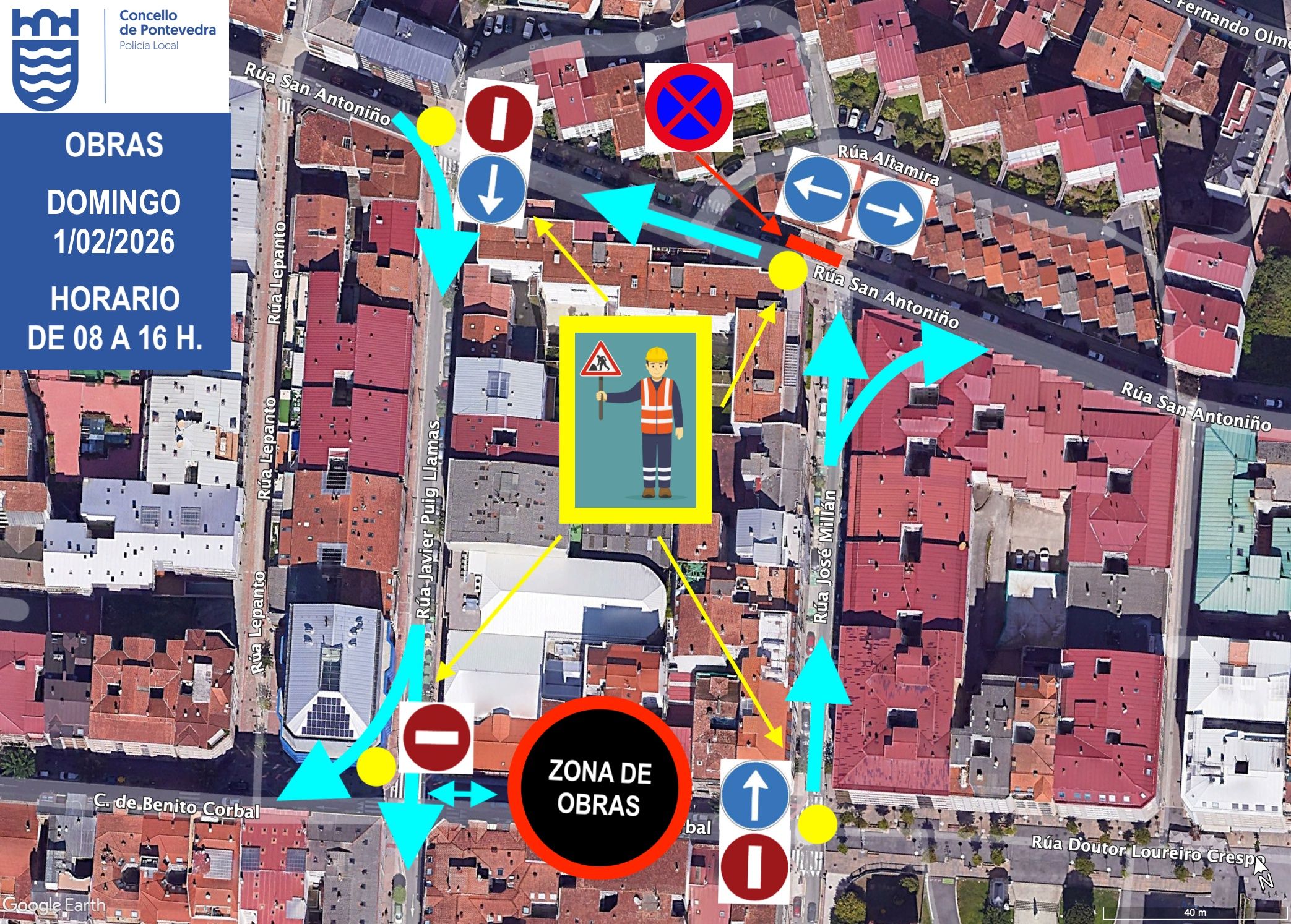Cambios de movilidad en el entorno de las obras en Benito Corbal