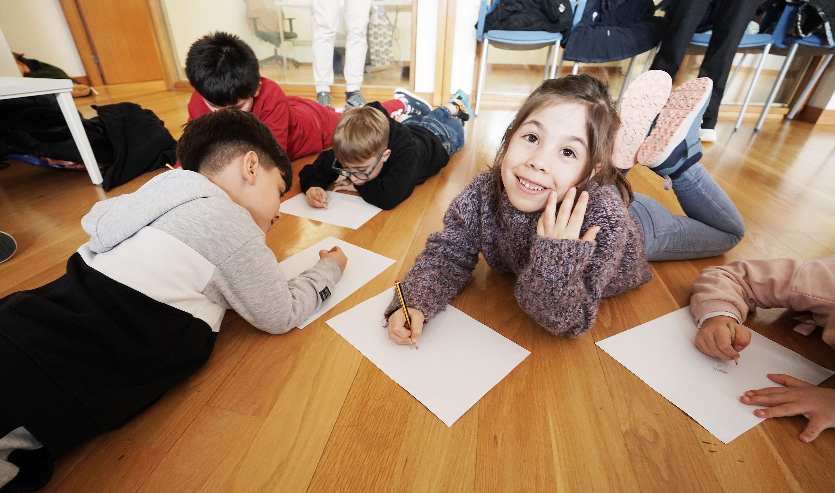 Escolares de Primero y Segundo de Primaria del CEIP Ponte Sampaio