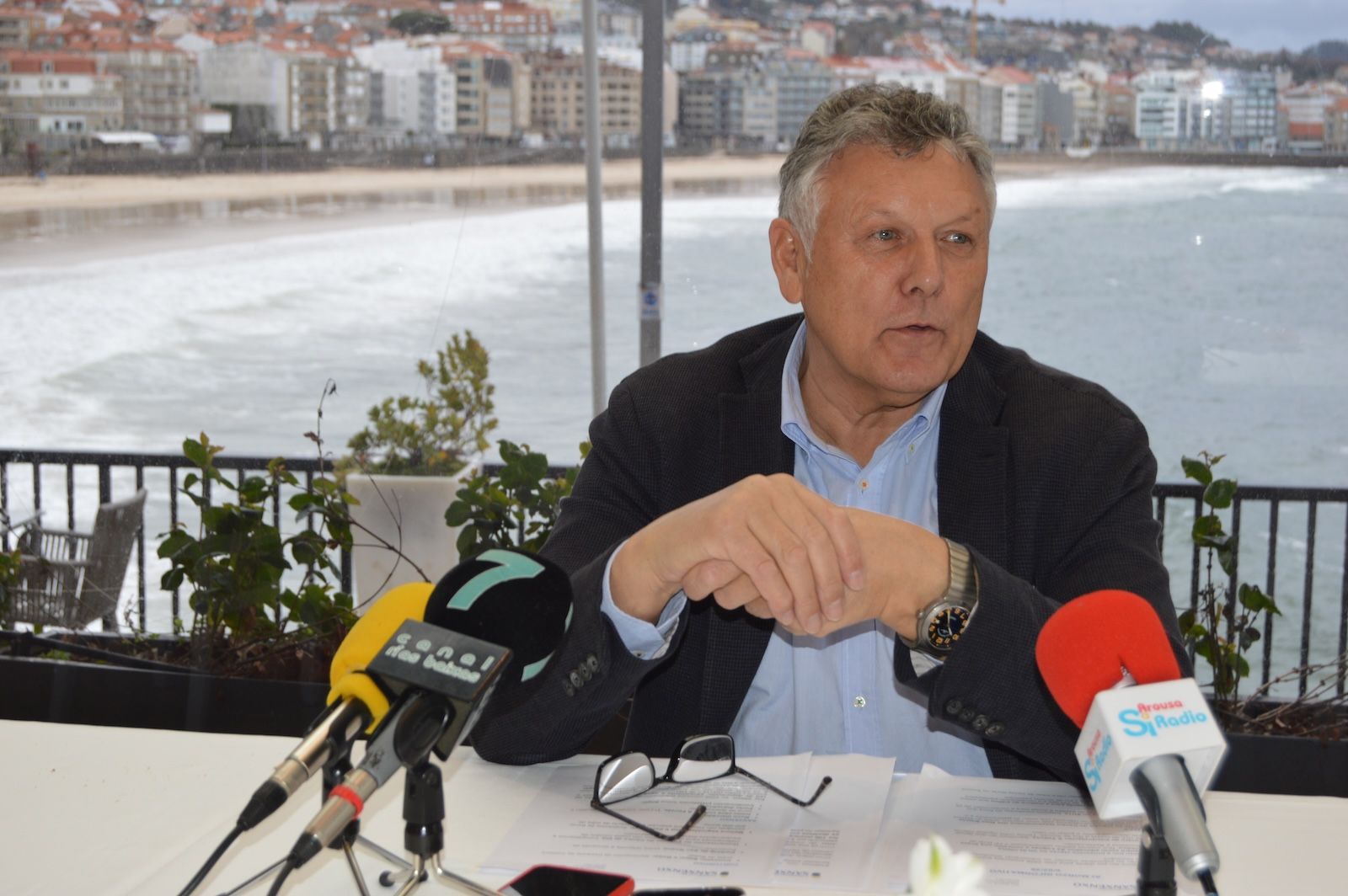 Telmo Martín, alcalde de Sanxenxo, en un desayuno informativo