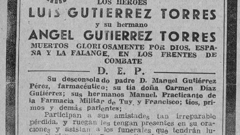 Necrolóxica El Pueblo Gallego (5 10 1938).