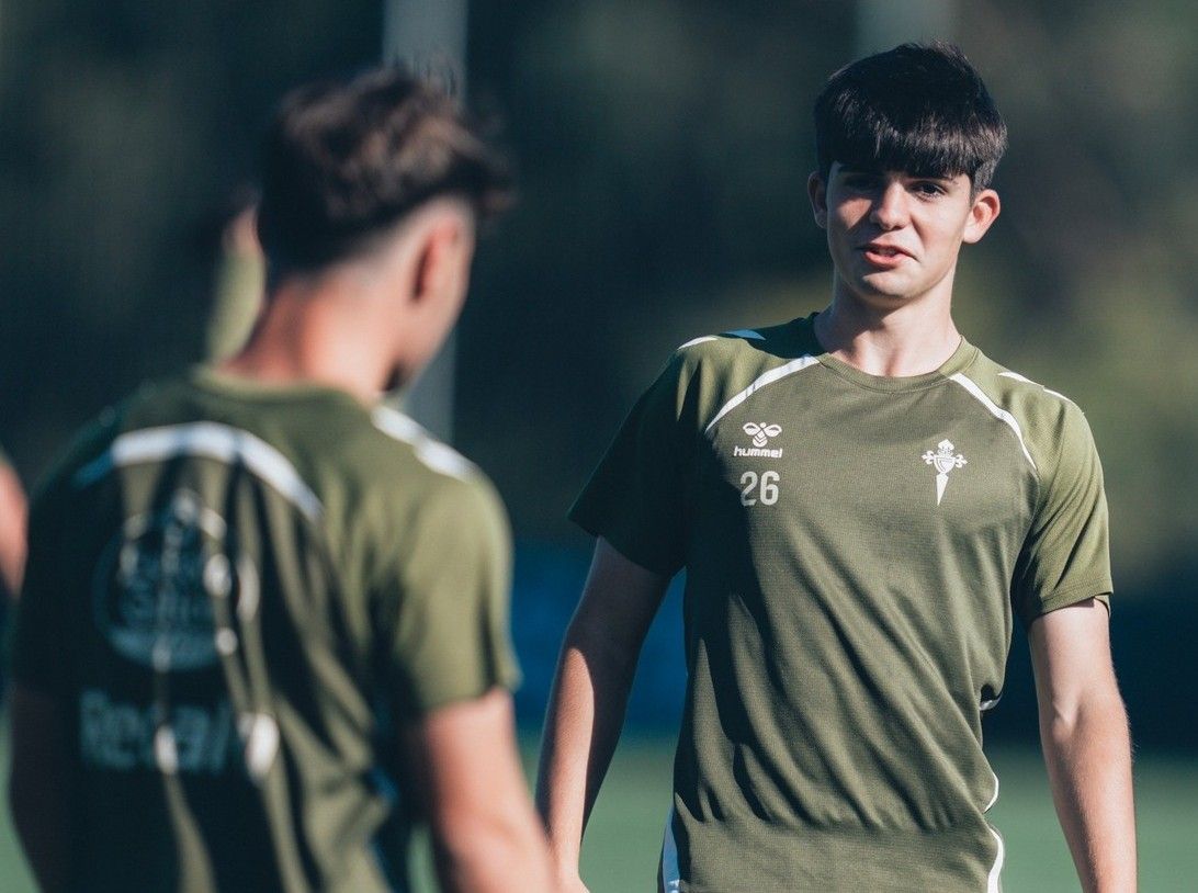 Anxo Rodríguez, en un entrenamiento del Celta