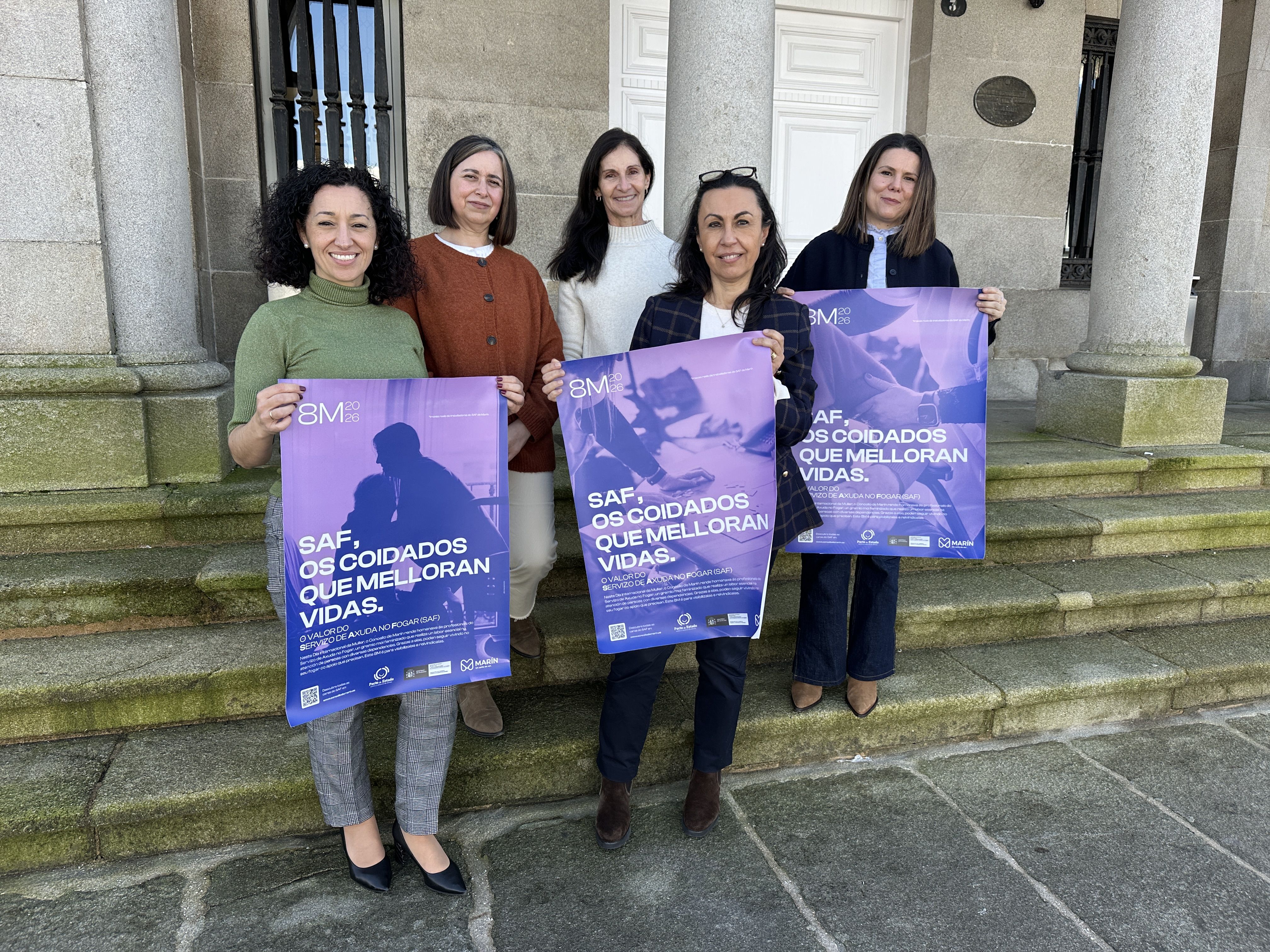 Presentación da campaña do 8M en Marín dedicada ás coidadoras do SAF