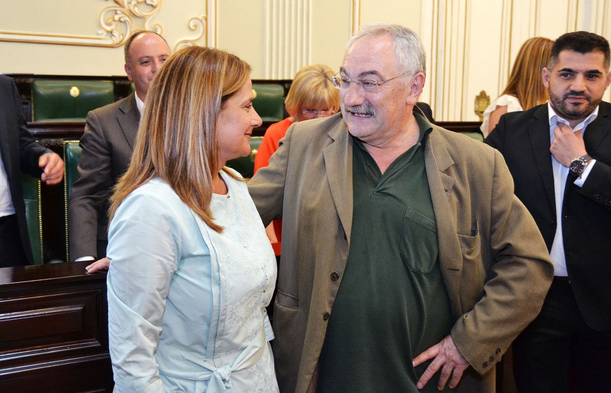 A presidenta da Deputación, Carmela Silva e o vicepresidente, César Mosquera