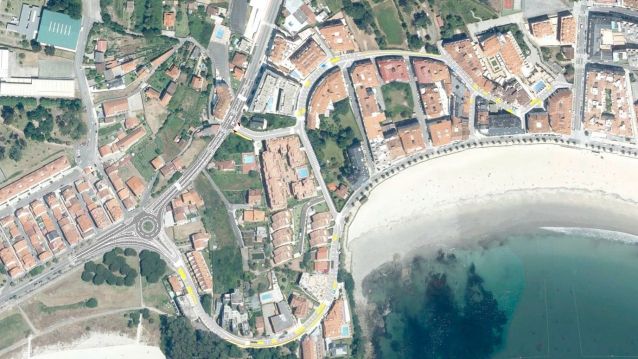 Zona de actuación (en amarillo) en el Paseo de Silgar y el Camiño de Baltar Zona de actuación (en amarillo) en el Paseo de Silgar y el Camiño de Baltar