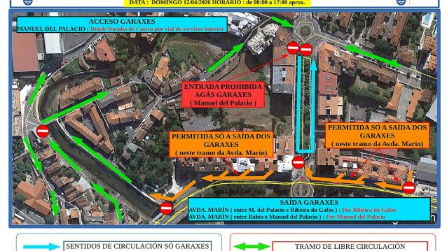Plan de mobilidade na zona da avenida de Marín durante o domingo