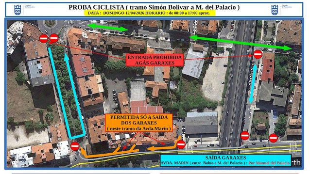 Plan de tráfico na avenida de Marín durante o domingo 12