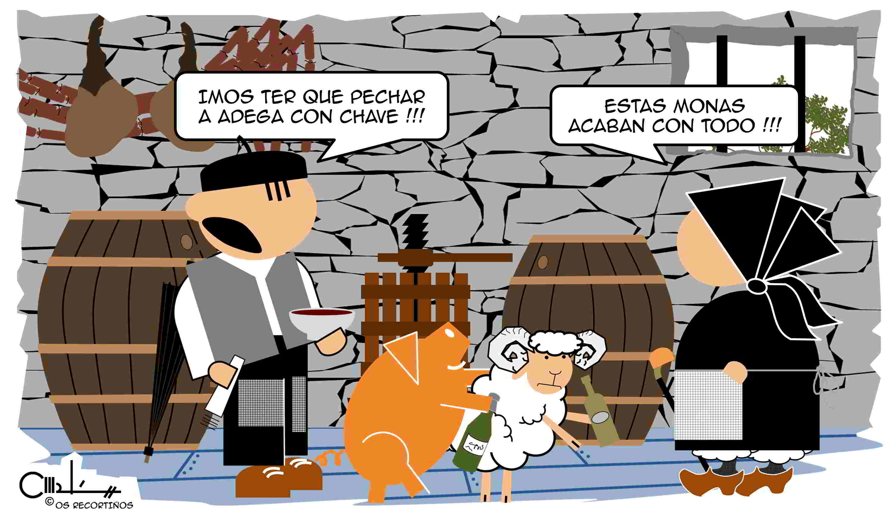 Os Recortiños e pechar a adega con chave