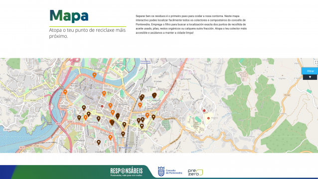 Mapa dos puntos de reciclaxe