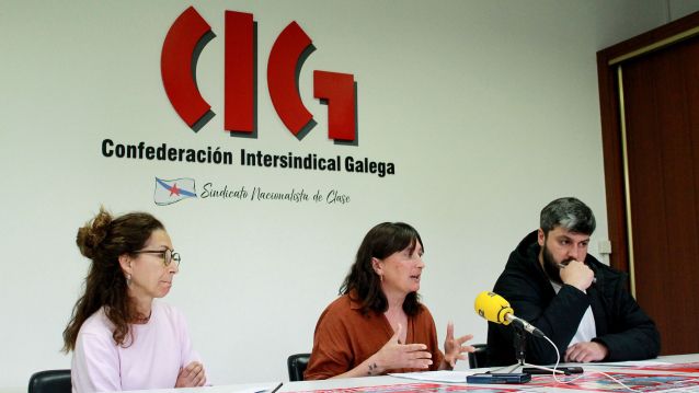 Rolda de prensa da CIG con Sole Fernández, Diana Rodríguez e Aitor Maquieira
