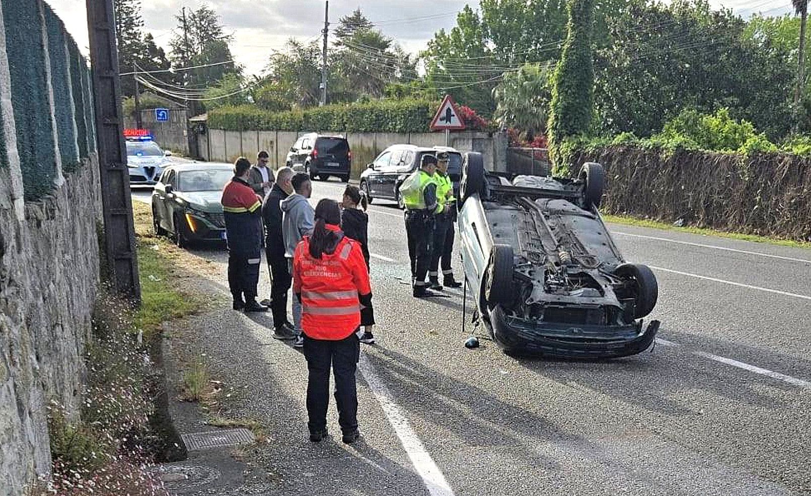 Lugar onde se rexistraba o accidente na PO-308 en Chancelas