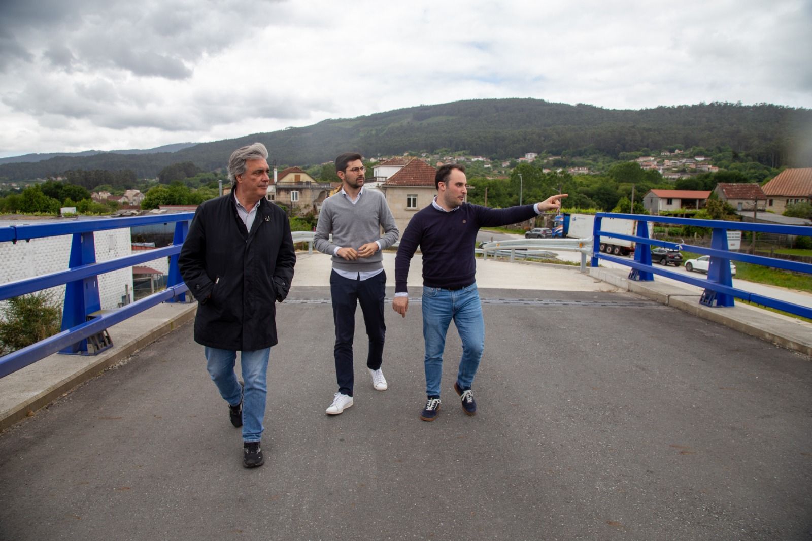 Pedro Puy,  Juan Bayón e Alberto Acuña, no nó da Barbeita