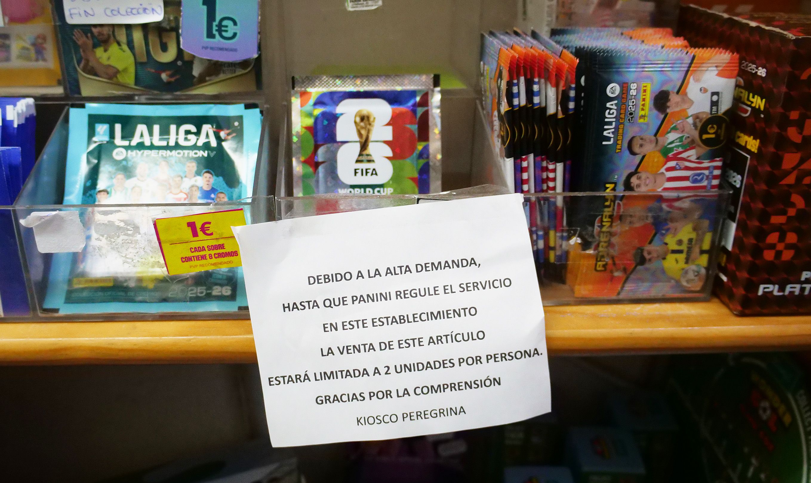 Establecimiento donde tienen limitada la venta de sobres de cromos