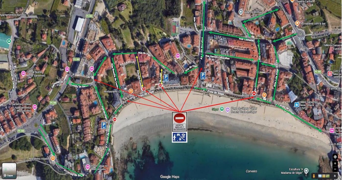 Nuevos sentidos de las calles en Sanxenxo
