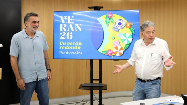 Demetrio Gómez e Miguel Anxo Fernández Lores presentan o programa das Festas de Verán 2026 Demetrio Gómez e Miguel Anxo Fernández Lores presentan o programa das Festas de Verán 2026