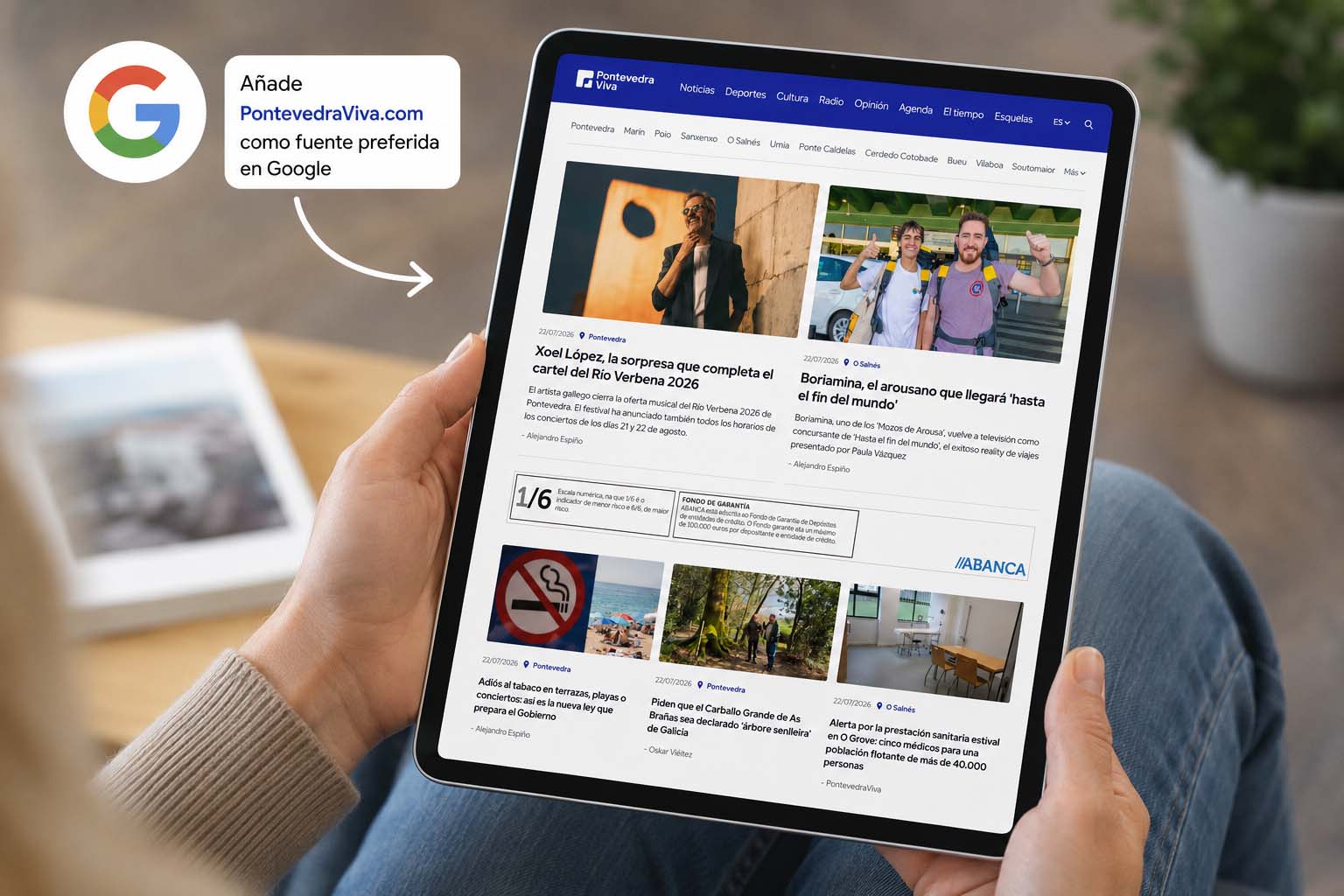 Añade PontevedraViva como fuente preferida en Google