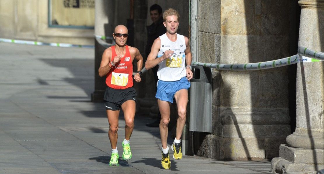 Manuel Hurtado (esquerda) durante o Medio Maratón de Pontevedra 2014
