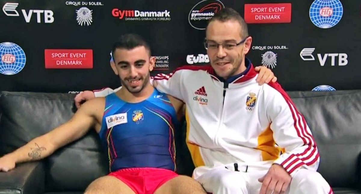 Daniel Pérez y Pablo Hinojar en el Campeonato del Mundo de Trampolín, en Odense