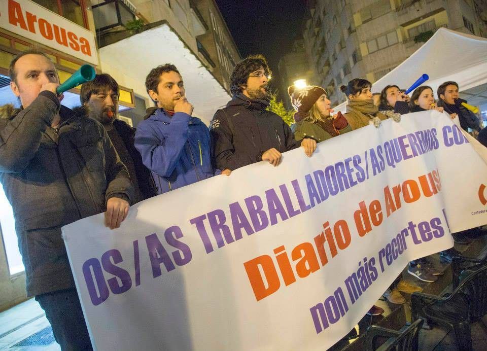 Concentración de trabajadores del Diario de Arousa el pasado 23 de enero