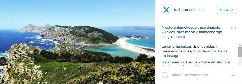 Foto das illas Cíes coa que se estreou Turismo Rías Baixas en Instagram