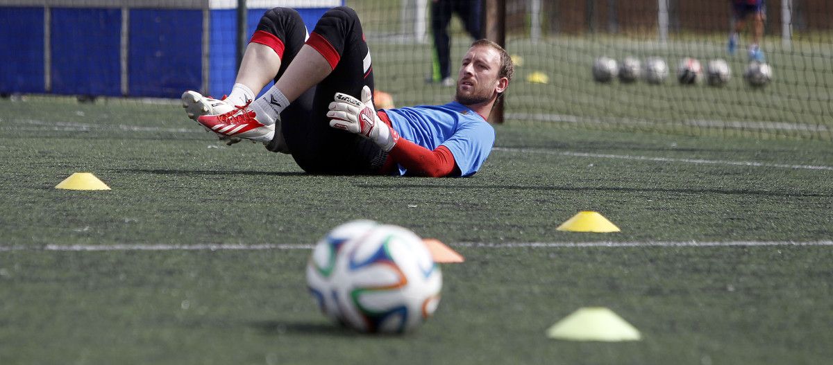 Sergio Lloves durante un adestramento na Xunqueira