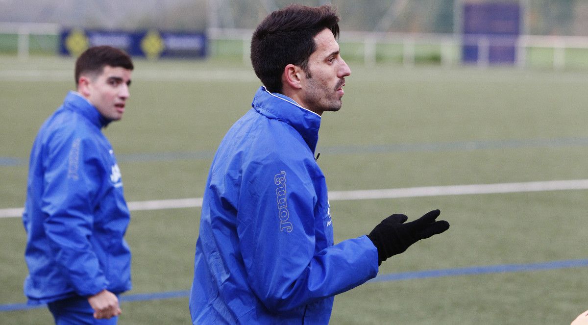 Verdú durante un entrenamiento del Pontevedra en Príncipe Felipe