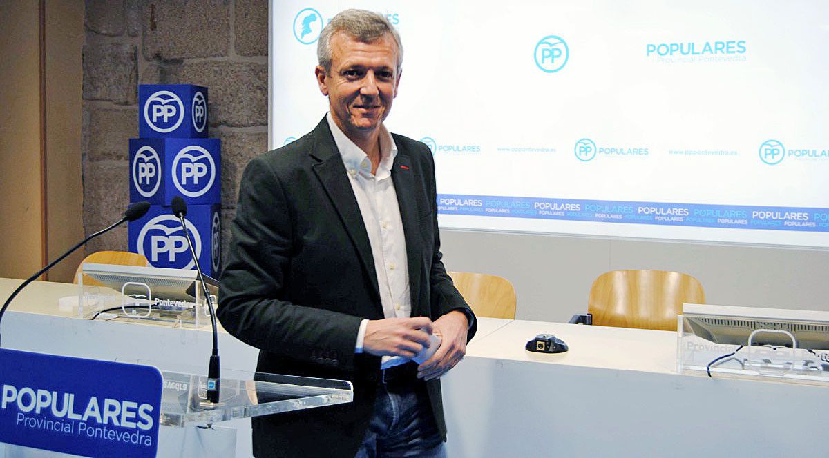 Alfonso Rueda, tras anunciar a súa candidatura á presidencia do PP en Pontevedra