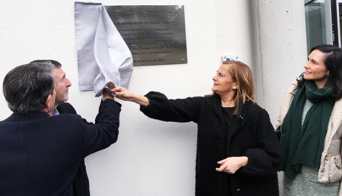 Carmela Silva en la presentación de las instalaciones del Viveiro de Empresas en el polígono de Barro-Meis