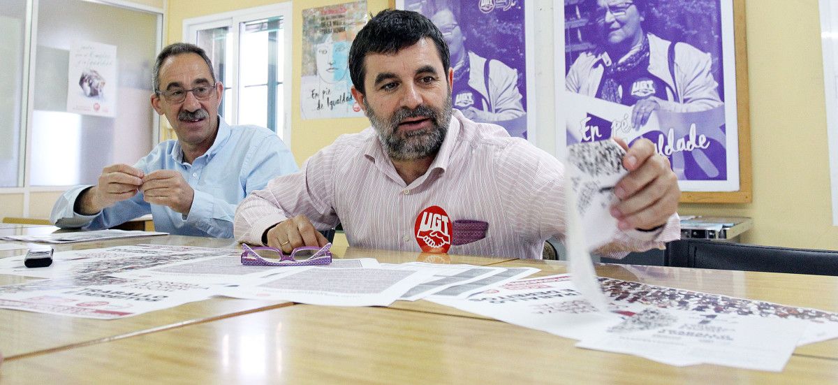 Eusebio Justo, de CC.OO., con Ramón Vidal, secretario comarcal de UGT