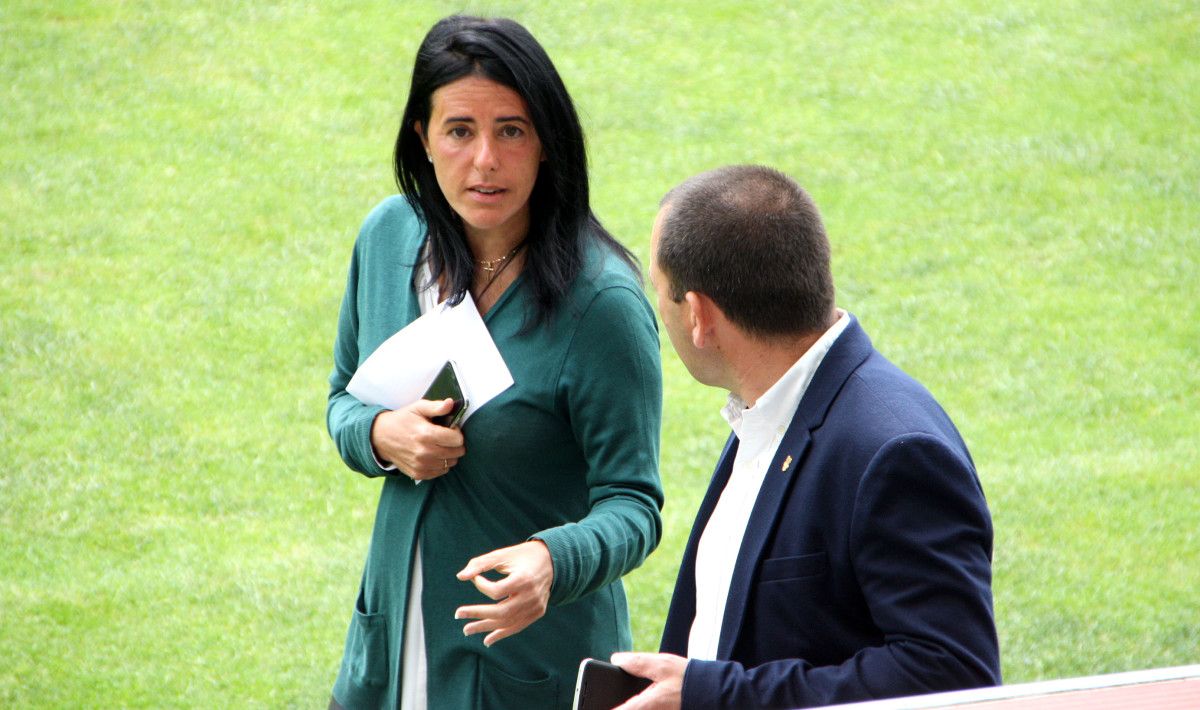 Lupe Murillo e Manuel Ruibal no Estadio Municipal de Pasarón Lupe Murillo e Manuel Ruibal no Estadio Municipal de Pasarón