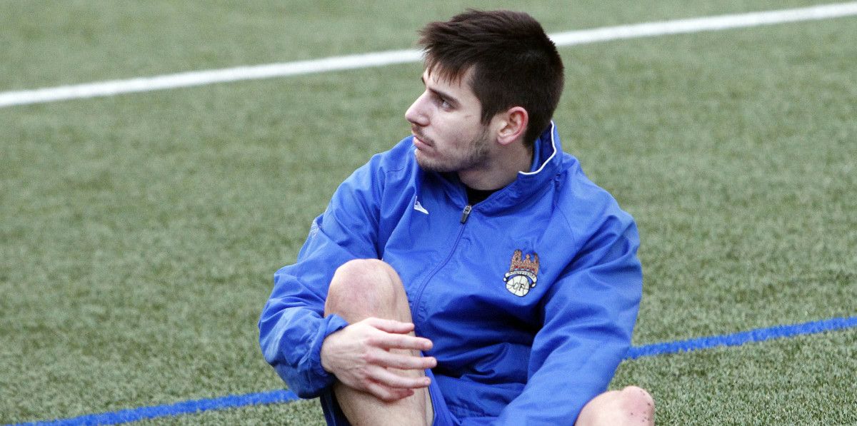 Jandrín durante un entrenamiento del Pontevedra en Príncipe Felipe
