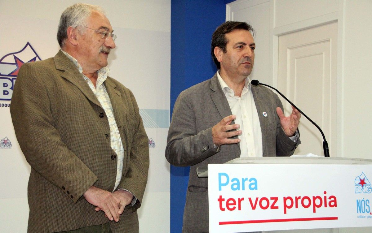 Rolda de prensa de César Mosquera e Luís Bará na sede do BNG